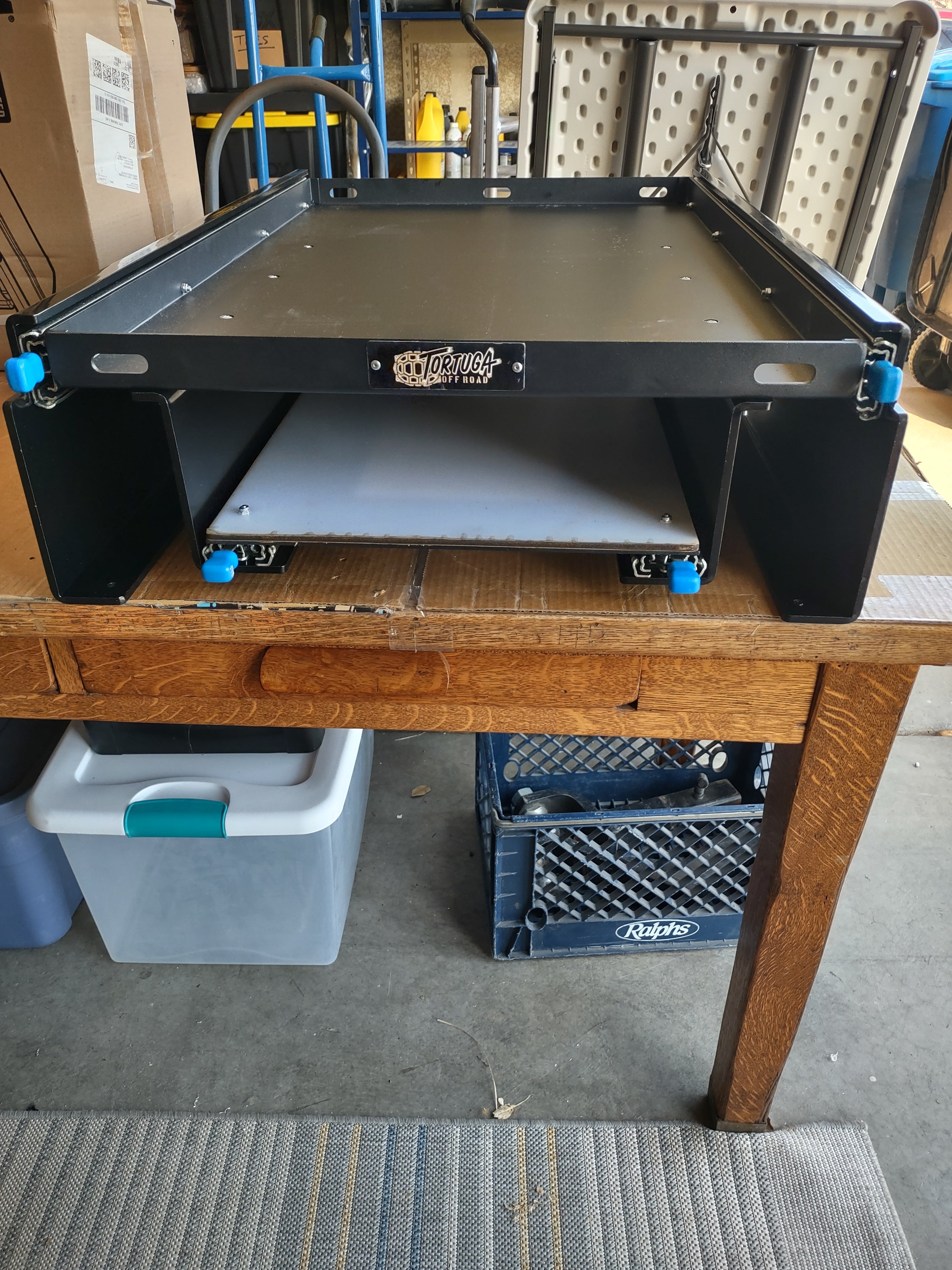 ALUMINUM Fridge Slide with Camp Stove Storage *NEW! – Tortuga Off